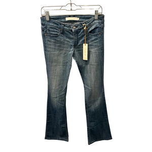 Franky B Flared Wide Leg Low Rise Denim Blue Jeans Size 27 Cotton Made In USA